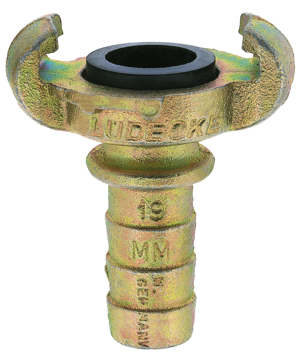 Klauenkupplung m. Schlauchanschluss und Sicherungsband Klauenkupplung m. Schlauchanschluss und Sicherungsband