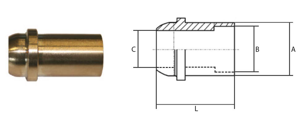 Lötstutzen aus Messing mit Lötbohrung Lötstutzen aus Messing mit Lötbohrung